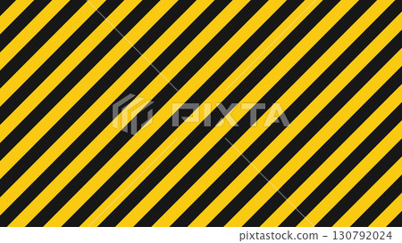 Yellow and black diagonal stripes background. Abstract warning texture with caution lines pattern. Hazard style backdrop for construction, safety, industrial design, and graphic decoration. 130792024