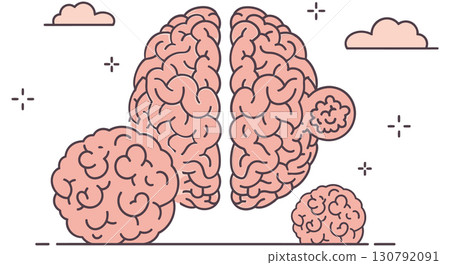 Brain Cancer Cells Growth and Development Illustration 130792091