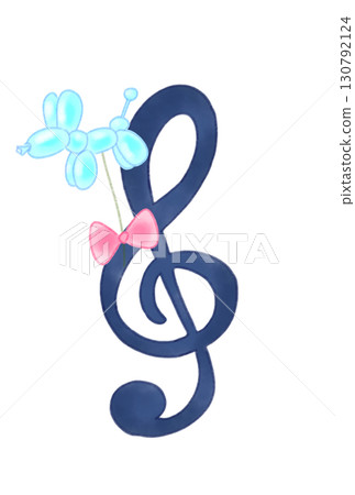 Treble clef with long-eared dog balloon 130792124