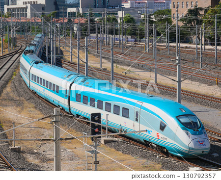 Turkish high-speed train YHT (HT80000 type) entering the station 130792357