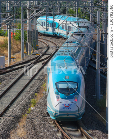 Turkish high-speed train YHT (HT80000 type) entering the station 130792360