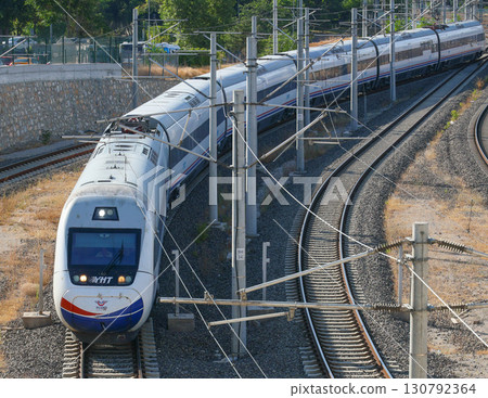 Turkish high-speed train YHT entering the station 130792364
