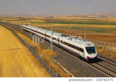 Türkiye's high-speed railway, YHT, runs through the land 130792375