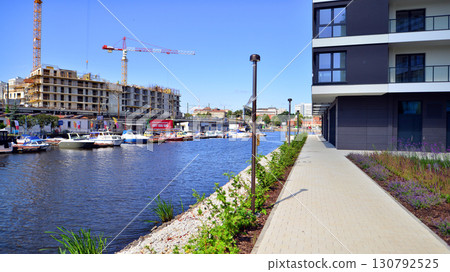 Szczecin, Poland. 16 July 2025. Landscape view and ships and boats on the Odra River  130792525
