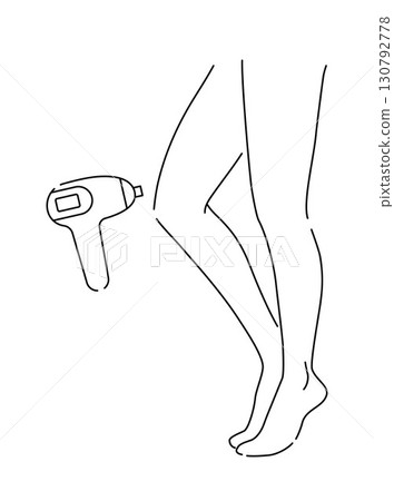 Beautiful female smooth legs. Laser and wax epilation. Hair removal. Linear logo minimalist style. Beauty body care concept. Vector design illustration. 130792778