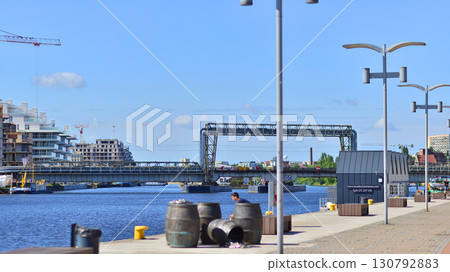 Szczecin, Poland. 16 July 2025. Historical capital of Western Pomerania, lies on the bank of the Odra River. Landscape view on city and the Odra River. Szczecin, Poland. 16 July 2025. Historical capital of Western Pomerania, lies on the bank of the Odra River. Landscape view on city and the Odra River. 130792883