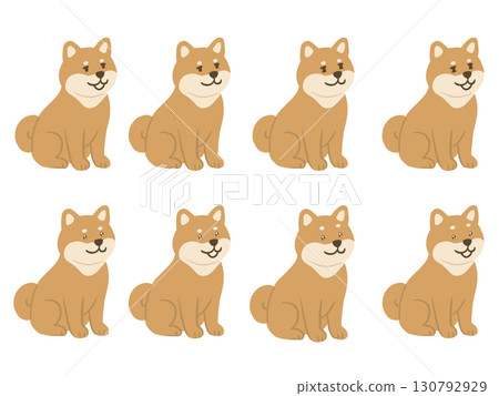 Cute shiba inu illustration set 130792929