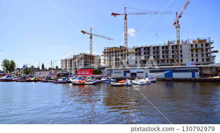 Szczecin, Poland. 16 July 2025. Historical capital of Western Pomerania, lies on the bank of the Odra River. Landscape view on city and the Odra River. Szczecin, Poland. 16 July 2025. Historical capital of Western Pomerania, lies on the bank of the Odra River. Landscape view on city and the Odra River. 130792979