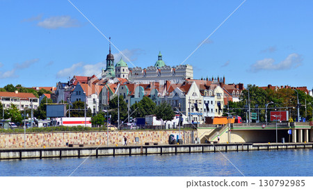 Szczecin, Poland. 16 July 2025. Historical capital of Western Pomerania, lies on the bank of the Odra River. Landscape view on city and the Odra River. Szczecin, Poland. 16 July 2025. Historical capital of Western Pomerania, lies on the bank of the Odra River. Landscape view on city and the Odra River. 130792985
