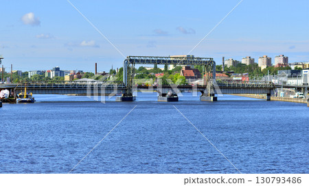 Szczecin, Poland. 16 July 2025. Railway bridge over the Odra River 130793486