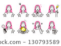 Person young woman face set 1 130793589