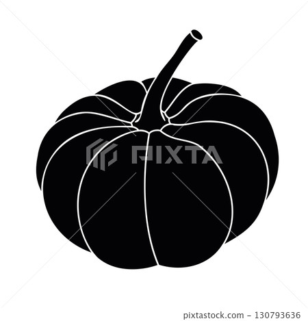 Pumpkin silhouette hand drawn ilustration for fall hollyday 130793636