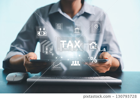 Income tax, Tax payments during year concept, Businesswomen calculate tax all year, related to finance, tax documents, income savings, Paying management, E-tax document, Tax deductions, law vat Income tax, Tax payments during year concept, Businesswomen calculate tax all year, related to finance, tax documents, income savings, Paying management, E-tax document, Tax deductions, law vat 130793728