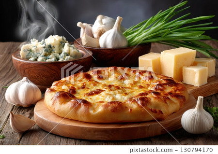 Delicious Cheese Pizza with Fresh Ingredients 130794170