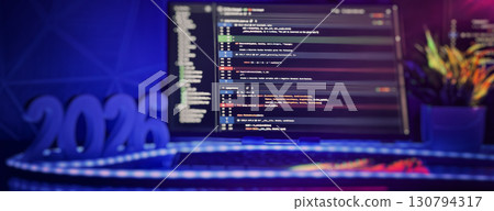 2026 futuristic coding environment with glowing interface 130794317