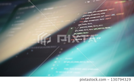 code in a sleek editor with highlighted function names and imports, representing focused software development work. code in a sleek editor with highlighted function names and imports, representing focused software development work. 130794329