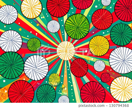 A fun illustrated background with colorful and pop patterned yarn balls scattered throughout A fun illustrated background with colorful and pop patterned yarn balls scattered throughout 130794368