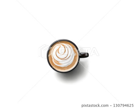 Coconut Cream Coffee A coffee with coconut cream for a rich, smooth texture. Seen from above, the coffee has 130794625