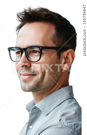 Man Glasses Smiling headshot of a handsome happy confident male on white background Man Glasses Smiling headshot of a handsome happy confident male on white background 130794647
