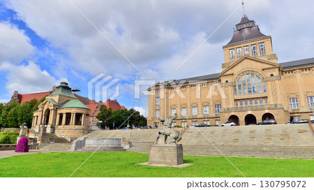 Szczecin, Poland. 16 July 2025. Historical capital of Western Pomerania, lies on the bank of the Odra River. Landscape view on city and the Odra River. Szczecin, Poland. 16 July 2025. Historical capital of Western Pomerania, lies on the bank of the Odra River. Landscape view on city and the Odra River. 130795072
