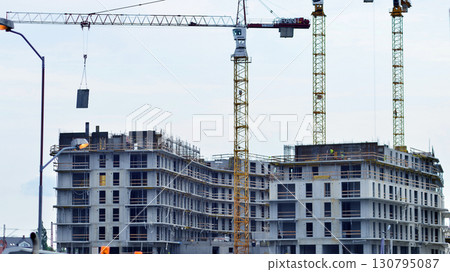 Szczecin, Poland. 16 July 2025. Historical capital of Western Pomerania, lies on the bank of the Odra River. Landscape view on city and the Odra River.  130795087