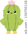 Cute cartoon cactus character with flower and boots smiling 130795138