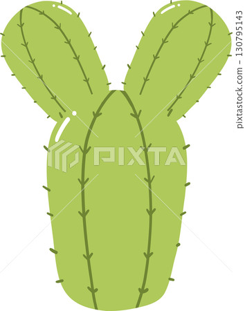 Green cartoon cactus with two arms isolated on transparent background Green cartoon cactus with two arms isolated on transparent background 130795143