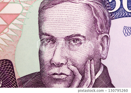 Ruben Dario a closeup portrait from Nicaraguan money Ruben Dario a closeup portrait from Nicaraguan money 130795260