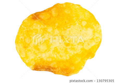 Single Potato Chip on White Background Single Potato Chip on White Background 130795305