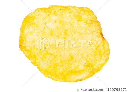 Single Potato Chip on White Background Single Potato Chip on White Background 130795371