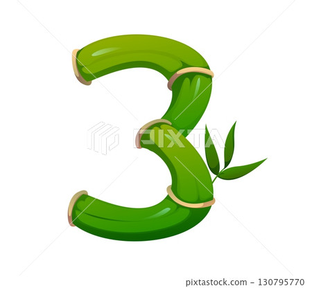 jungle bamboo piece font digit 3 three. Japan garden tree branch math type figure, China forest nature isolated cartoon vector typeface numeral symbol. Asian jungle plant alphabet typeface digit jungle bamboo piece font digit 3 three. Japan garden tree branch math type figure, China forest nature isolated cartoon vector typeface numeral symbol. Asian jungle plant alphabet typeface digit 130795770
