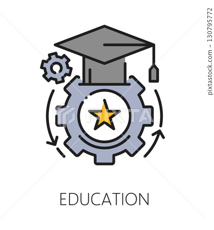 Kids education cognitive ability color line icon or sign. Mental capability improvement line vector sign, education thin line pictogram. Cognitive ability development lineart symbol or icon 130795772