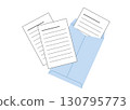 這是將報告紙、信紙等放入信封的插圖。適用於商務場合。 130795773