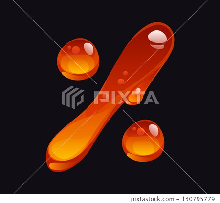 Flowing honey cartoon font punctuation percent symbol. Tasty amber flow English type symbol, sweet honey vector kid ABC typeset sign. Liquid caramel English alphabet element or candy cartoon font mark Flowing honey cartoon font punctuation percent symbol. Tasty amber flow English type symbol, sweet honey vector kid ABC typeset sign. Liquid caramel English alphabet element or candy cartoon font mark 130795779