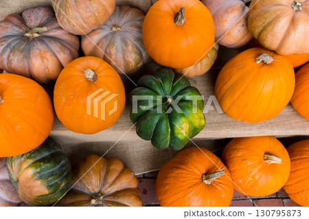 Many pumpkins from above 130795873