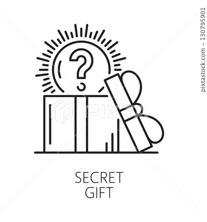 Customer exclusive benefit secret gift line icon or symbol. Special membership prize thin line vector pictogram, exclusive benefit reward lineart symbol. Customer bonus sign with opened gift box 130795901