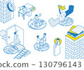 Illustration set about changing jobs (stamp version) 130796143