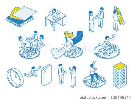 Cartoon set about changing jobs Cartoon set about changing jobs 130796144