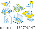 Illustration set of scenes related to job change 130796147