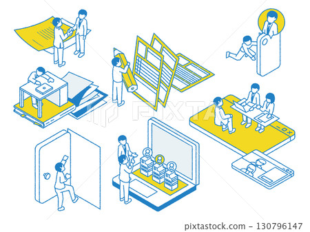 Illustration set of scenes related to job change Illustration set of scenes related to job change 130796147