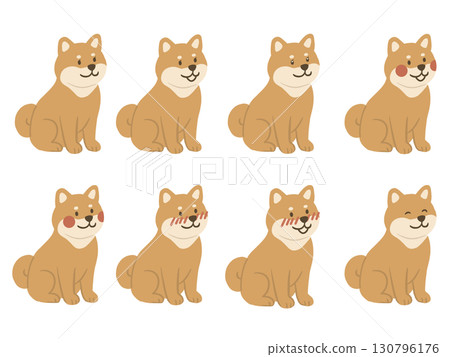 坐著的柴犬插圖集 130796176