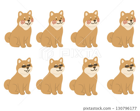 坐著的柴犬插圖集 130796177