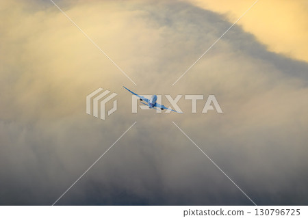 Airplane background, clouds of various expressions, sky, sun, evening sky, sunrise 130796725