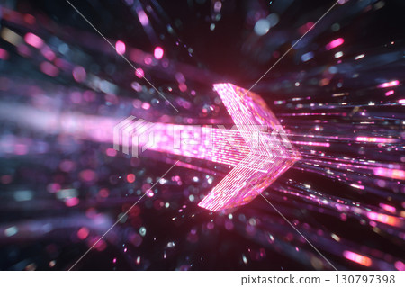 Arrow of light flying through cyberspace AI image 130797398
