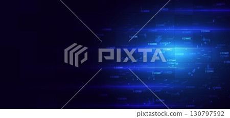 Futuristic digital cyberspace with binary code on dark background. Technology digital data concept. 130797592