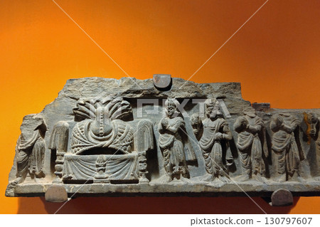 A small carved turban offering on display at the Peshawar Museum in Peshawar, Pakistan, a strategic location in Gandhara. A small carved turban offering on display at the Peshawar Museum in Peshawar, Pakistan, a strategic location in Gandhara. 130797607