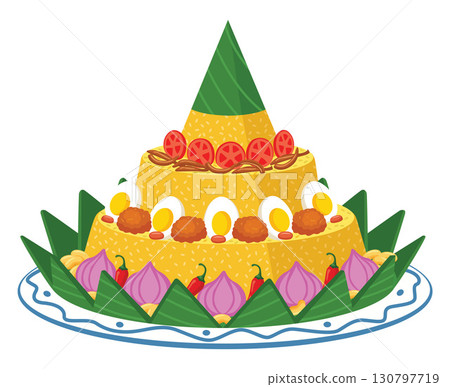 Indonesian Tumpeng Rice Cone Indonesian Tumpeng Rice Cone 130797719