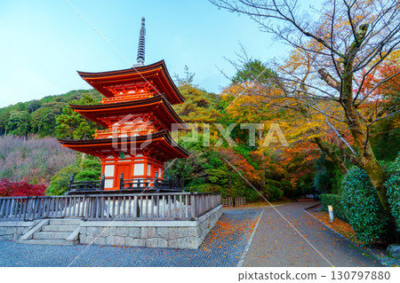 清水寺的秋葉和子安塔 130797880