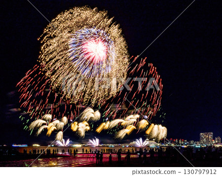 Fireworks in Tamsui,New Taipei City,Taiwan. 130797912