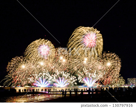 Fireworks in Tamsui,New Taipei City,Taiwan. 130797916